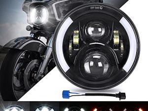 SUPAREE 7 inches LED Motorcycle Headlight for Touring Road King Ultra Classic Electra Street Glide Tri Cvo Heritage Softail Slim Deluxe Fatboy Chrome