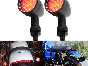 2pcs Black 15 LED Motorcycle Stop Brake Running Turn Signal Indicator Amber Lights Compatible with Street Bike Chopper dirt bike scooter Cafe Racer (Black-Amber&Red Light)