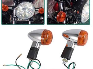 INNOGLOW Motorcycle Turn Signal Lights Chrome Bullet Front Rear Blinker Indicator Light for Harley Kawasaki Suzuki Yamaha Motorcycle Street Standard Custom Bike Cruiser Bobber Chopper (2 PCS)