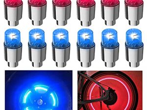 FICBOX 12PCS LED Wheel Lights Valve Stem LightsTire Valve Caps Lamp for Car Trucks Motorcycle Bike (Blue+Red)