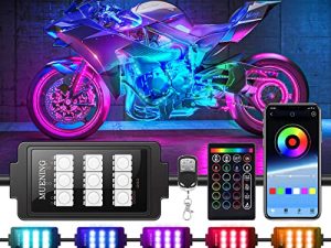 MUENING 10 Pcs Motorcycle RGB LED Strip Lights