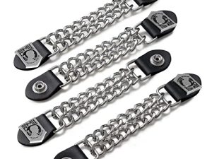 Diamond Plate 4-Piece Vest Extender Set - Jacket Accessories with Chrome Finish Chains