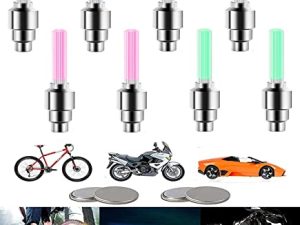 YUERR 8 Pieces LED Bike Wheel Stick Lights Car Tire Valve Stems Caps Bicycle Motorcycle Waterproof Tyre Spoke Flash Lights Cool Reflector Accessories for Kids Men Women(M-8Multicolor)