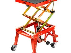 VIVOHOME 350 Lbs Heavy Duty Hydraulic Motorcycle Lift Table Foot Operated ATV Dirt Bike Scissor Jack Stand with 4 Wheels