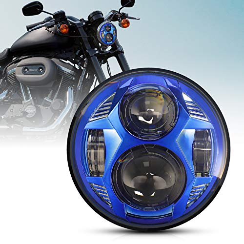 LX-LIGHT Blue 51W 5-3/4" 5.75" Round LED Headlight Compatible with Dyna Street Bob Super Wide Glide Low Rider Night Rod Train Softail Deuce Custom Sportster Iron 883 LX-LIGHT Blue 51W 5-3/4" 5.75" Round LED Headlight Compatible with Dyna Street Bob Super Wide Glide Low Rider Night Rod Train Softail Deuce Custom Sportster Iron 883