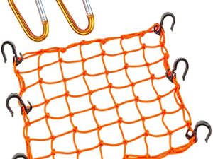 Thewinio Cargo Net 15"x15" Stretches to 30"x30" with Thicken Hooks | Natural Latex Core