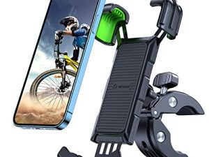 VICSEED [2022 Upgraded]   Bike Phone Mount [Military Grade Protection] Bike Phone Holder [Secure Lock] Adjustable Handlebar Cell Phone Holder for Bike Bicycle Scooter Fit for iPhone & Android
