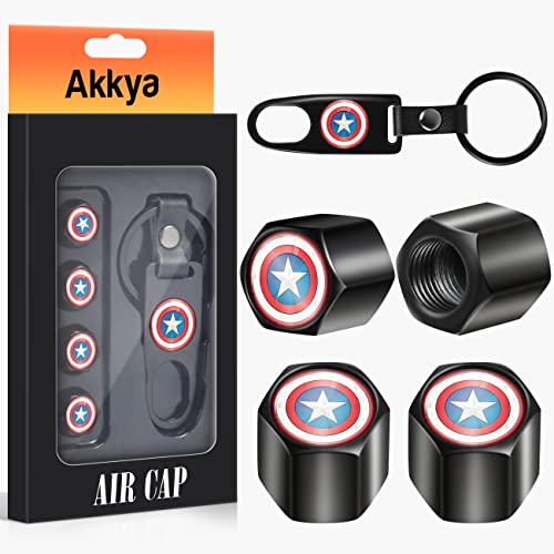 Akkya Tire Valve Stem Caps Cover for Car Bike Bicycle Motorcycles Tractors Mountain Bikes Trucks Cool Star Logo Black Metal Chrome Tire Air Pressure Covers Wheel Accessories Parts Akkya Tire Valve Stem Caps Cover for Car Bike Bicycle Motorcycles Tractors Mountain Bikes Trucks Cool Star Logo Black Metal Chrome Tire Air Pressure Covers Wheel Accessories Parts