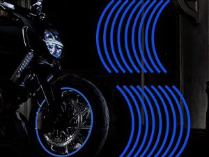 TOMALL 16''-17" Reflective Wheel Rim Stripe Decal for Motorcycle Wheels Car Cycling Bike Bicycle Night Reflective Safety Decoration Stripe Universal Rim Reflective Stickers (Blue)