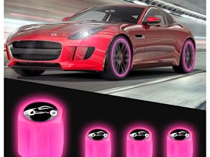 Junecarp 4Pcs Luminous Sports car Tire Air Valves Stem Caps