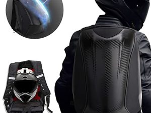 Motorcycle Backpack Waterproof Bag Men - Hard Shell Backpack Carbon Fiber Motorbike Helmet Backpack Waterproof Large Bag For Travelling Camping Cycling Storage Bag