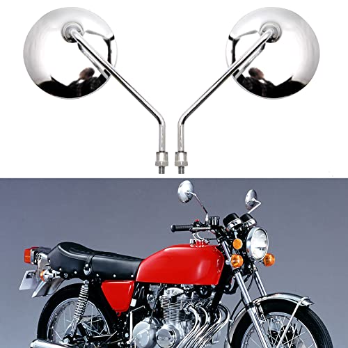 10MM Chrome Motorcycle Handlebar Rearview Side Mirrors Round Compatible with CB 400 750 XT25 XVS VRZ 1800 GT750 CRF450 10MM Chrome Motorcycle Handlebar Rearview Side Mirrors Round Compatible with CB 400 750 XT25 XVS VRZ 1800 GT750 CRF450