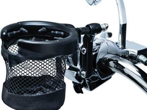 Kuryakyn 1738 Motorcycle Handlebar Accessory: Universal Drink/Cup Holder with Mesh Basket for Clutch/Brake Perch Mount