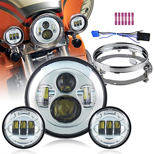 Akmties Motorcycle Chrome 7" LED Headlight Compatible for Road King Akmties Motorcycle Chrome 7" LED Headlight Compatible for Road King