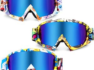 Tallew 3 Pairs Adult Motorcycle Goggles Off Road ATV Motocross Riding Racing Dirt Bike UV Protection Glasses for Men Dustproof Ski Snowboard Dirtbike Accessories Women