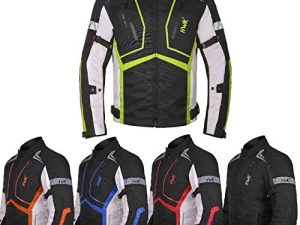 Motorcycle Jacket For Men Textile Motorbike Dualsport Enduro Motocross Racing Biker Riding CE Armored Waterproof All-Weather (Hi-Vis Green