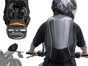 Motorcycle Backpack Waterproof Bag Hard Shell Backpack Carbon Fiber Motorbike Helmet Large Bag For Men Travelling Camping Cycling Storage
