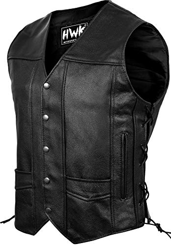 Leather Motorcycle Vest For Men Black Classic Vintage Club Riding Biker Vests With Concealed Gun Pocket (XL) Leather Motorcycle Vest For Men Black Classic Vintage Club Riding Biker Vests With Concealed Gun Pocket (XL)