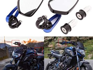 Universal Motorcycle 7/8" 22 Bar End Mirrors Rear View Mirror Compatible with Honda Grom Yamaha Kawasaki Ducati Suzuki and More (Blue)
