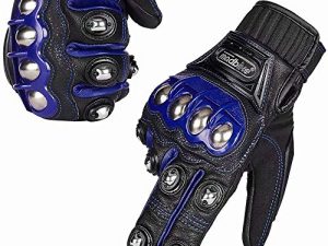 ILM Alloy Steel Leather Hard Knuckle Touchscreen Motorcycle Bicycle Motorbike Powersports Racing Gloves (M