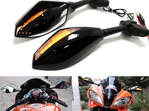 Motorcycle Rearview Side Mirrors With LED Turn Signal Integrated Indicator For Racing Bike Sport Bike