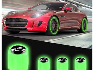 Junecarp 4Pcs Luminous Sports car Tire Air Valves Stem Caps