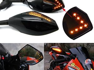 Motorcycle LED Turn Signal Rear View Mirrors with Arrow For Honda Suzuki Racing Bike Sport Bike