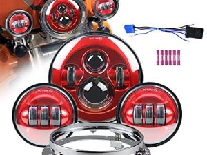 Akmties Motorcycle Red 7" LED Headlight for Road King