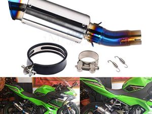 KAJIMOTOR Motorcycle Slip on Exhaust Mid Link Pipe 51mm Muffler Connect Tail Tube Without DB killer For Kawasaki Ninja 400 250 2017 2018 2019