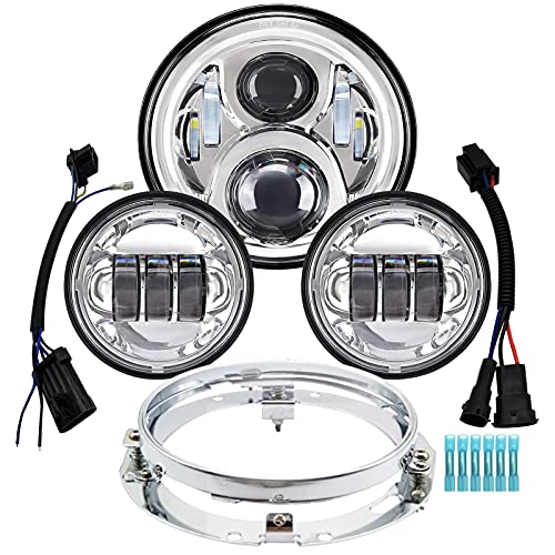 AlyoNed 7 inch Motorcycle LED Headlight 4.5" Fog Passing Lights DOT Kit Compatible with Harley Davidson Fat Boy Street Glide Heritage Softail Road King Switchback Electra Glide Ultra Classic Chrome AlyoNed 7 inch Motorcycle LED Headlight 4.5" Fog Passing Lights DOT Kit Compatible with Harley Davidson Fat Boy Street Glide Heritage Softail Road King Switchback Electra Glide Ultra Classic Chrome