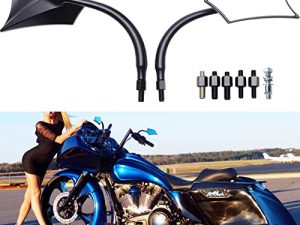 Black 8mm/10mm Motorcycle Rear View Side Mirrors Compatible With Cruiser Chopper Sportster Dyna Softail Street Bike Scooter Dirt Bike and More