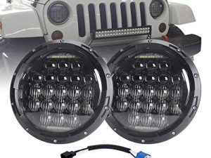 COWONE 7 Inch Round 5D 2022 Design 130w LED Projector Headlight with DRL Compatible with Jeep Wrangler JK TJ LJ CJ for Motorcycles