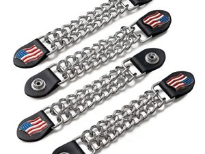 Diamond Plate 4-Piece Vest Extender Set - Jacket Accessories with Chrome Finish Chains