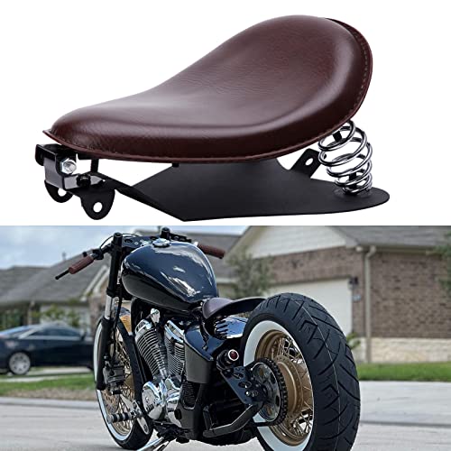 Custom Brown Motorcycle Leather Solo Seat with Spring Baseplate for Sportster XL 1200 883 48 Chopper Bobber Dyna Low Custom Brown Motorcycle Leather Solo Seat with Spring Baseplate for Sportster XL 1200 883 48 Chopper Bobber Dyna Low