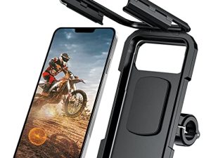 Jitehsha Waterproof Motorcycle Phone Mount 360°Ball Rotation Bike Cellphone Holder Sensitive Touch Screen for 5.5"-6.8" Smartphones Fits to Handlebar 0.87"-1.26" Bicycle/Scooter/Motorbike etc.