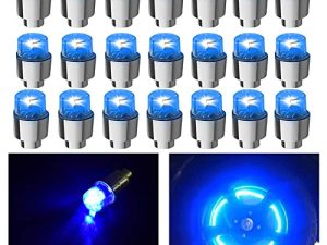 FICBOX 24 PCS LED Wheel Lights Flash Light Tire Valve Cap Lamp for Car Trucks Motorcycle Bike (24pcs Blue)