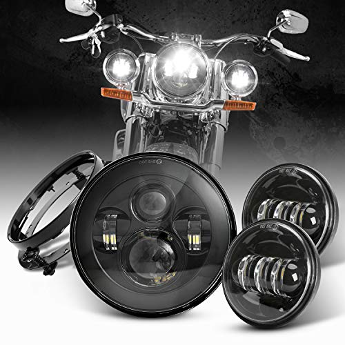 LX-LIGHT Black 7'' LED Headlight+4.5'' Passing Fog Lamps+7'' Mounting Bracket Compatible with Touring Road King Ultra Classic Electra Street Glide Tri Cvo Heritage Softail Slim Deluxe Fatboy LX-LIGHT Black 7'' LED Headlight+4.5'' Passing Fog Lamps+7'' Mounting Bracket Compatible with Touring Road King Ultra Classic Electra Street Glide Tri Cvo Heritage Softail Slim Deluxe Fatboy