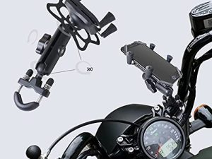 venshun Motorcycle Phone Holder Aluminum Alloy Material Sturdy and Durable Two U-Bolt Base 360°Rotating Suitable for All Phones Motorcycle Bike Handlebar Phone Mount