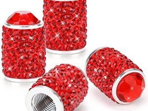 ToBeQueen Bling Tire Valve Caps Red