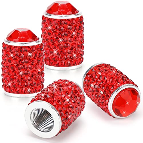 ToBeQueen Bling Tire Valve Caps Red ToBeQueen Bling Tire Valve Caps Red