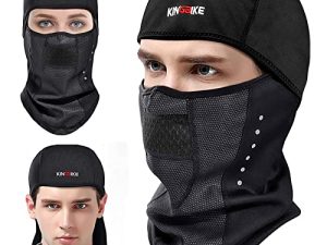 KINGBIKE Balaclava Ski Mask for Men Women Pasamontañas Hombre para Frio Winter Full Face Mask Cold Weather Water Resistant Windproof Fabric with Fleece Thermal Neck Warmer Gear Motorcycle(Black)