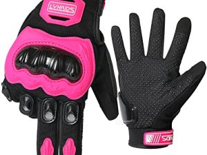 LVNRIDS 1 Pair Sports Motorbike Riding Gloves Full Finger Protective Touch Screen Gloves Pink M