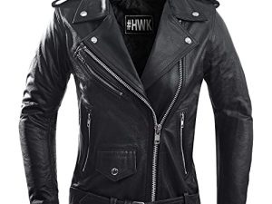 Ladies Leather Motorcycle Jacket For Women Classic Vintage Cafe Racer Brando Biker Jackets