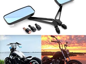 8mm/10mm Black Rectangle Motorcycle Rear view Side Mirrors compatible with Kawasaki Suzuki Yamaha Cruiser Chopper