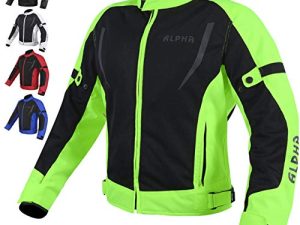 HI VIS MESH MOTORCYCLE JACKET FOR MENS RIDING BIKERS RACING DUAL SPORTS BIKE ARMORED PROTECTIVE… (HI VIZ GREEN