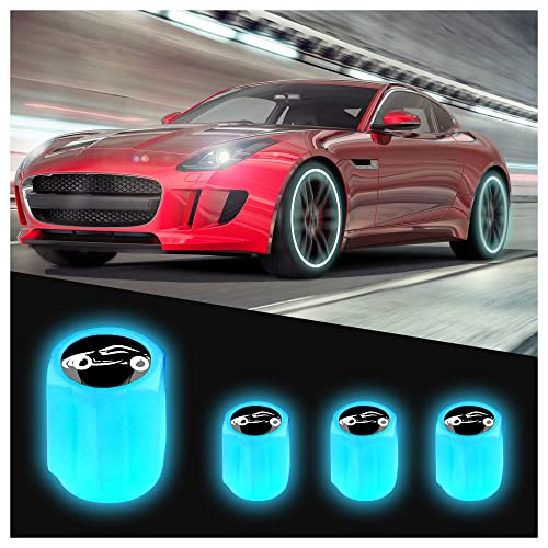 Junecarp 4Pcs Luminous Sports car Tire Air Valves Stem Caps Junecarp 4Pcs Luminous Sports car Tire Air Valves Stem Caps