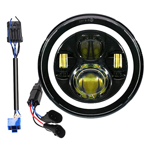 DOT 7 inch Super Bright Headlight with White Halo for Street Glide High Low Beam for Electra Glide Street Glide Fat Boy Road King Heritage Softail Switchback Headlamp Black YAMAHA V-Star 1100 DOT 7 inch Super Bright Headlight with White Halo for Street Glide High Low Beam for Electra Glide Street Glide Fat Boy Road King Heritage Softail Switchback Headlamp Black YAMAHA V-Star 1100