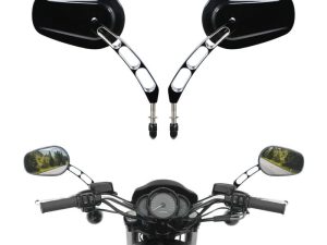 Motobiker Motorcycle Rear View Side Mirrors Compatible with Harley Street Bob FXDB Fat Boy Iron 883 XL883N Sportster 1200 Custom XL1200C