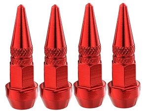 Lunsom Spike Valve Stem Caps Metal Air Tire Valves Cover Dustproof Accessories Fit Most Car Motorcycle Bike (4PCS Red)