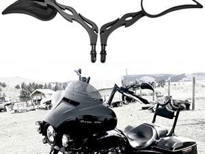 8mm Black Motorcycle Teardrop Rear View Side Mirrors Compatible With Road King Street Electra Glide Road Glide Dyna Softail(Black)
